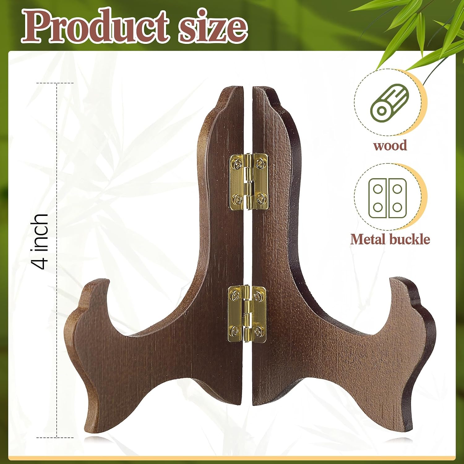 Packs Wooden Display Stand Decorative Plate Stands for Display Picture Frame Holder / Brown / 4 Inch
