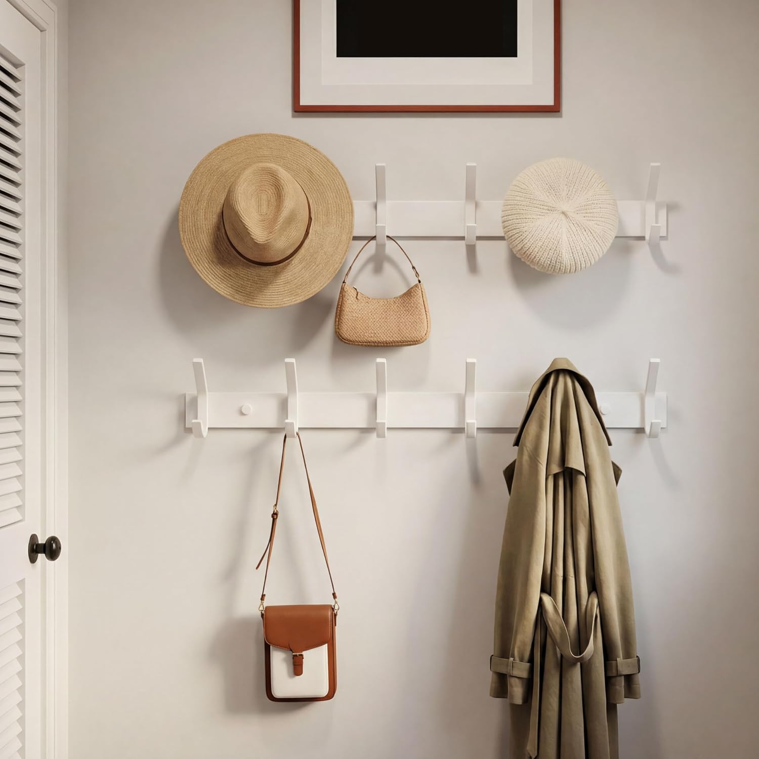WEBI Coat Rack Wall Mounted,Coat Hooks Wall Mount,Coat Hanger Wall Hook Rack,6 Hooks for Hanging