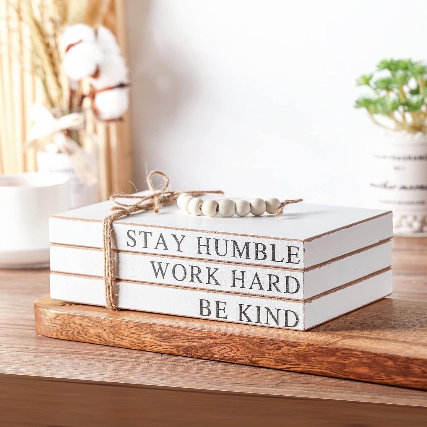 3 Piece Decorative Books Set Home Decor Coffee Table Decor Rustic Stacked / Retro Style / White