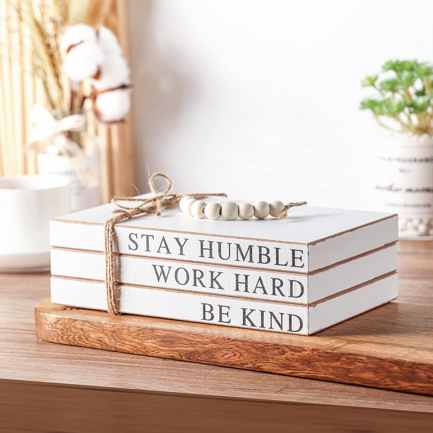 3 Piece Decorative Books Set Home Decor Coffee Table Decor Rustic Stacked / Retro Style / White