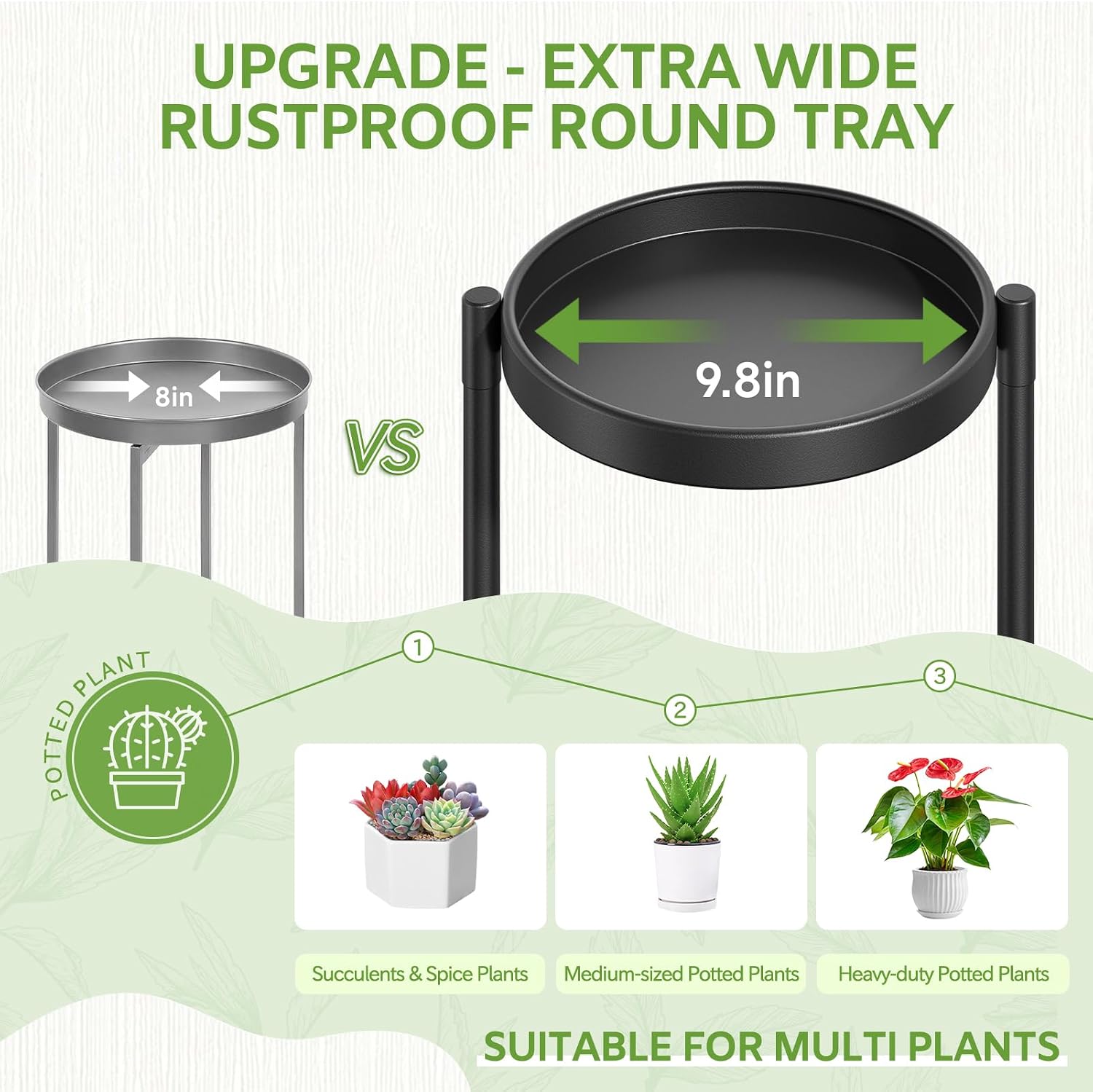 iDavosic.ly 4 Tier Large Plant Stand Indoor Outdoor, 10 In Wide Tray, Black | Tiered Metal Corner Heavy Duty Multiple