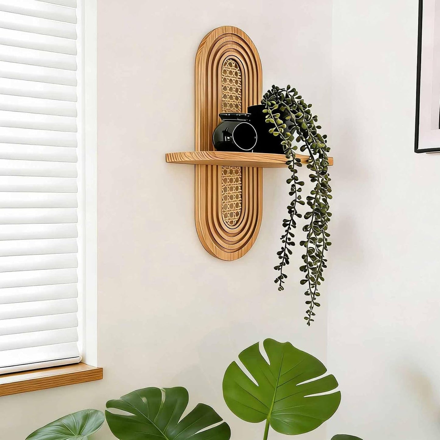 1pc Mid-Century Modern Wall Shelf / Natural