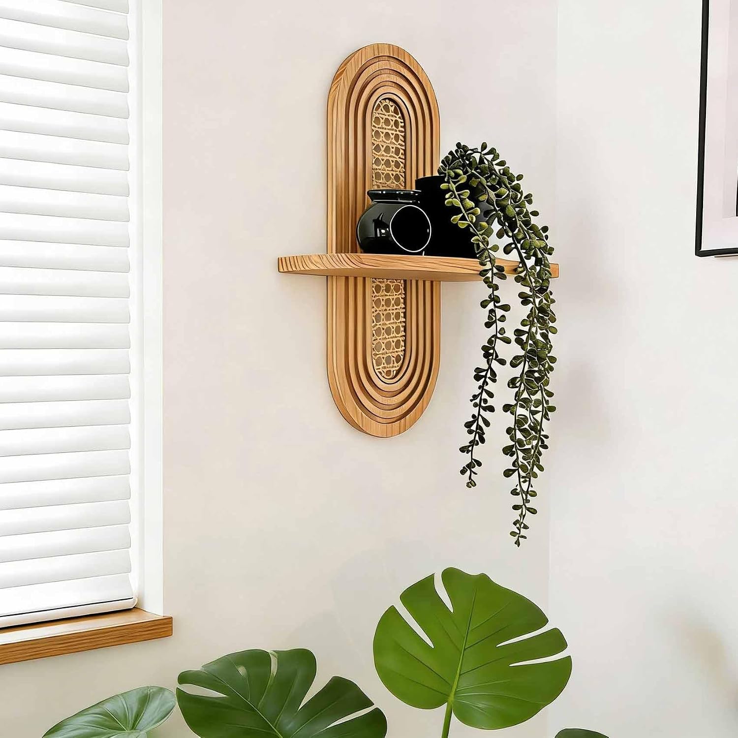 1pc Mid-Century Modern Wall Shelf / Natural