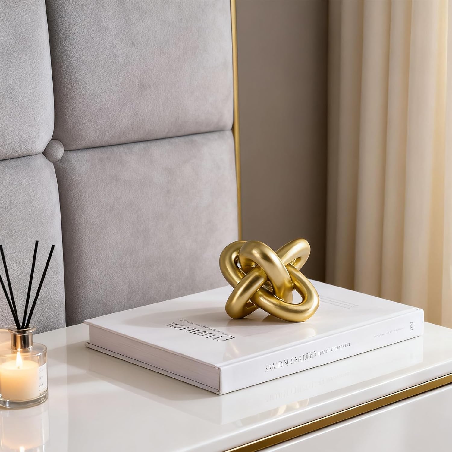 Knot Sculptures and Statues for Rustic Coffee Table Living / Gold