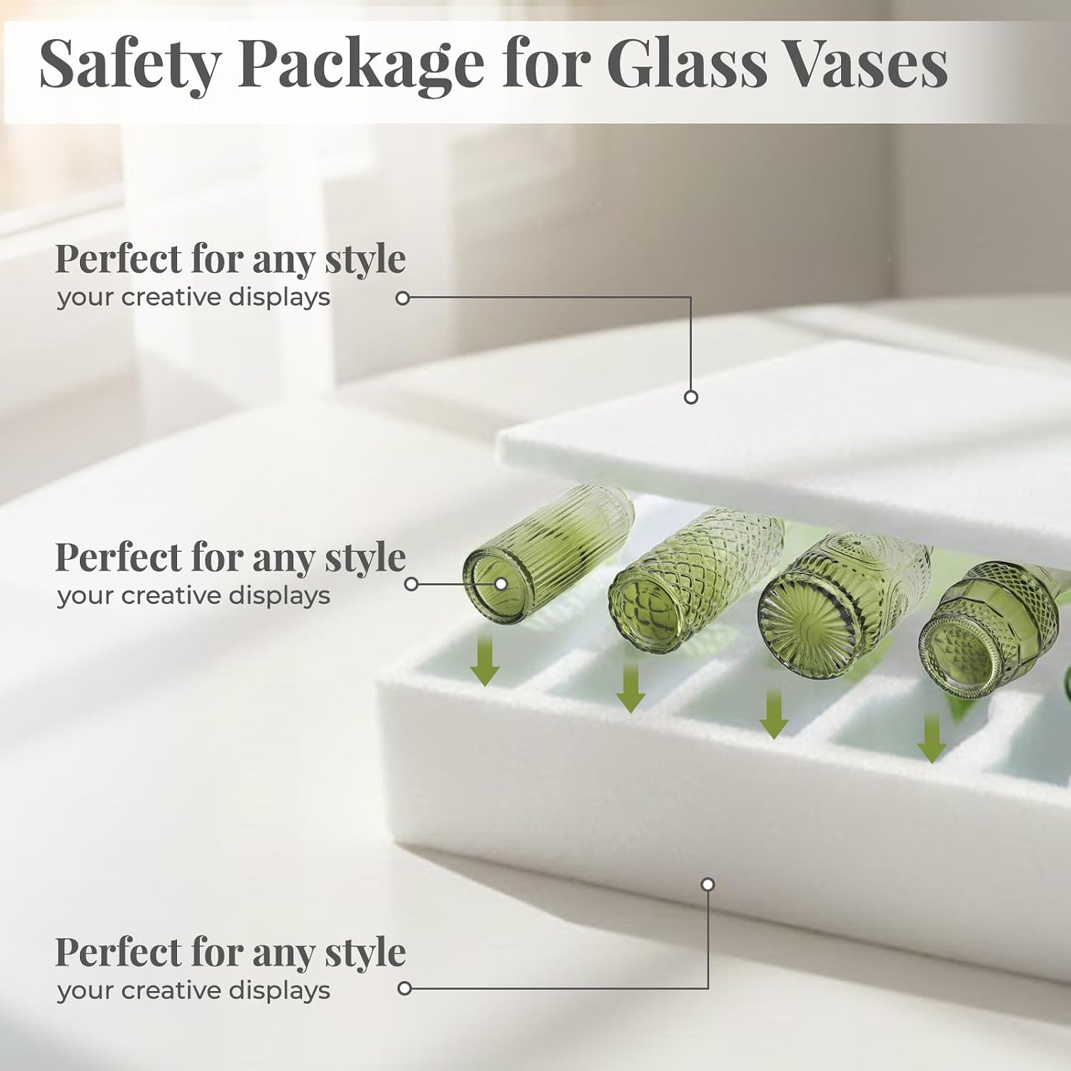 Glass Vase / Small Vase / Green / Set of 12