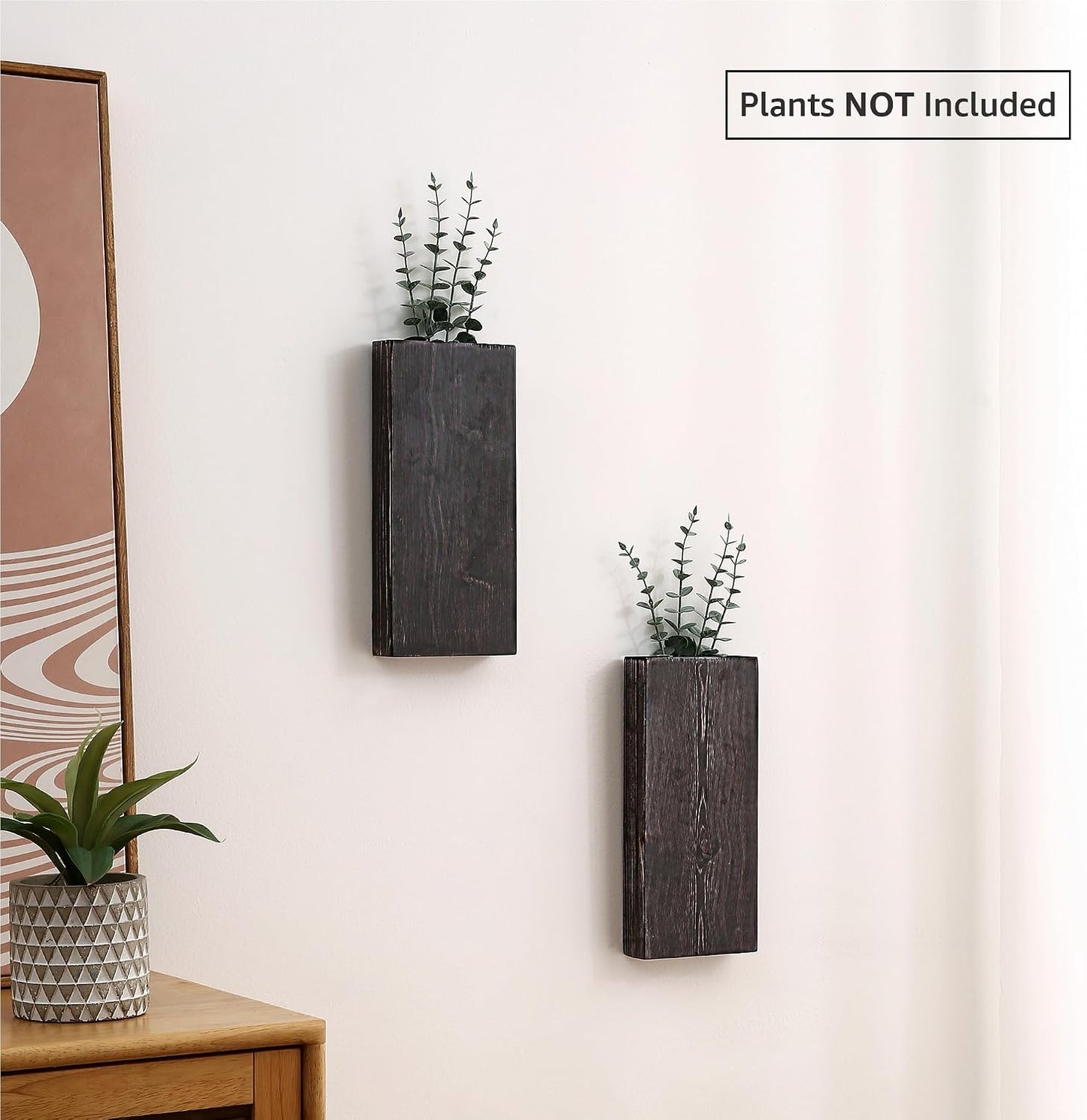 Wood Wall Planter / Expresso / Set of 2