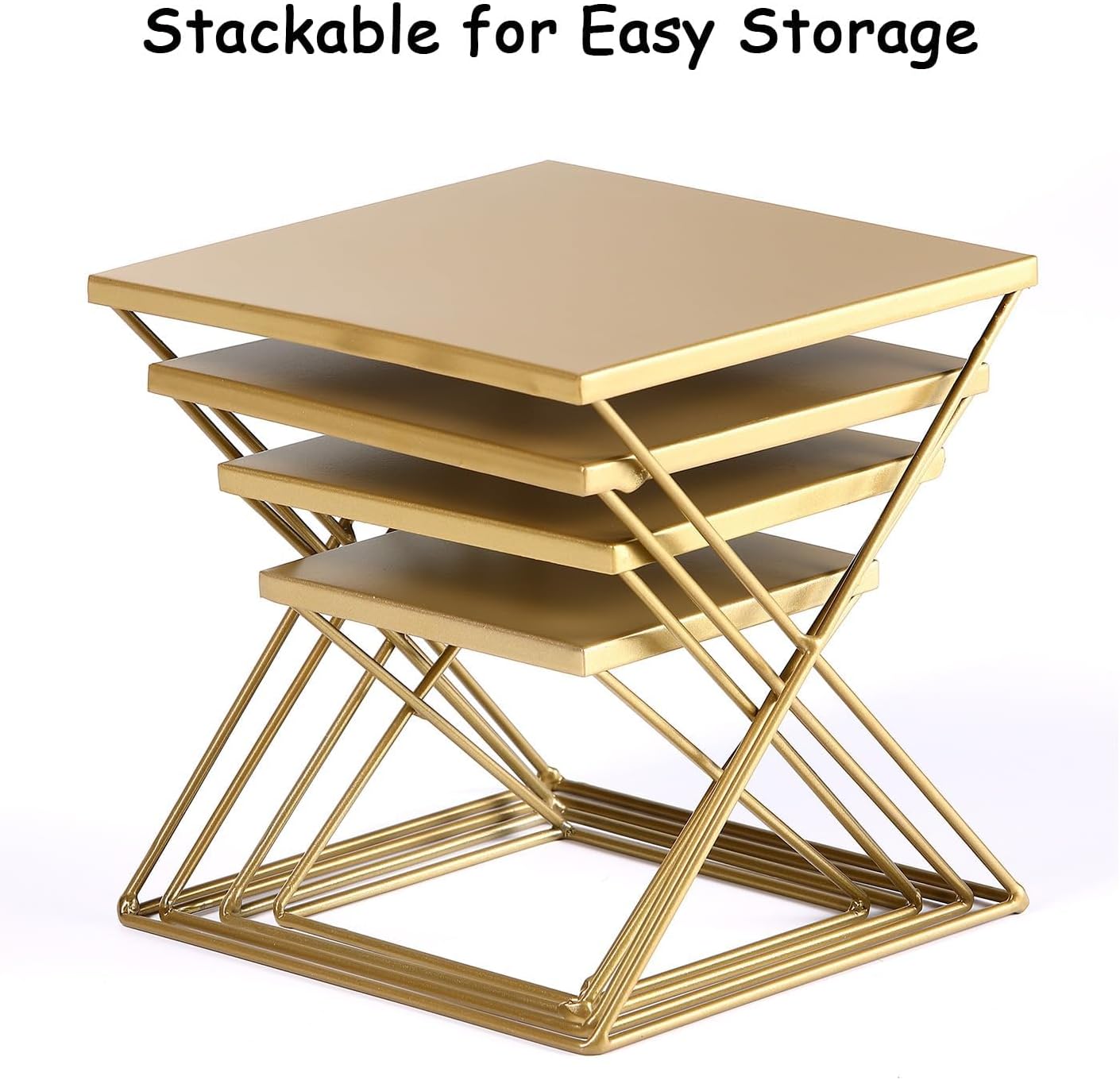 Modern Brass Risers Display Stands for Food / Square / Set of 4