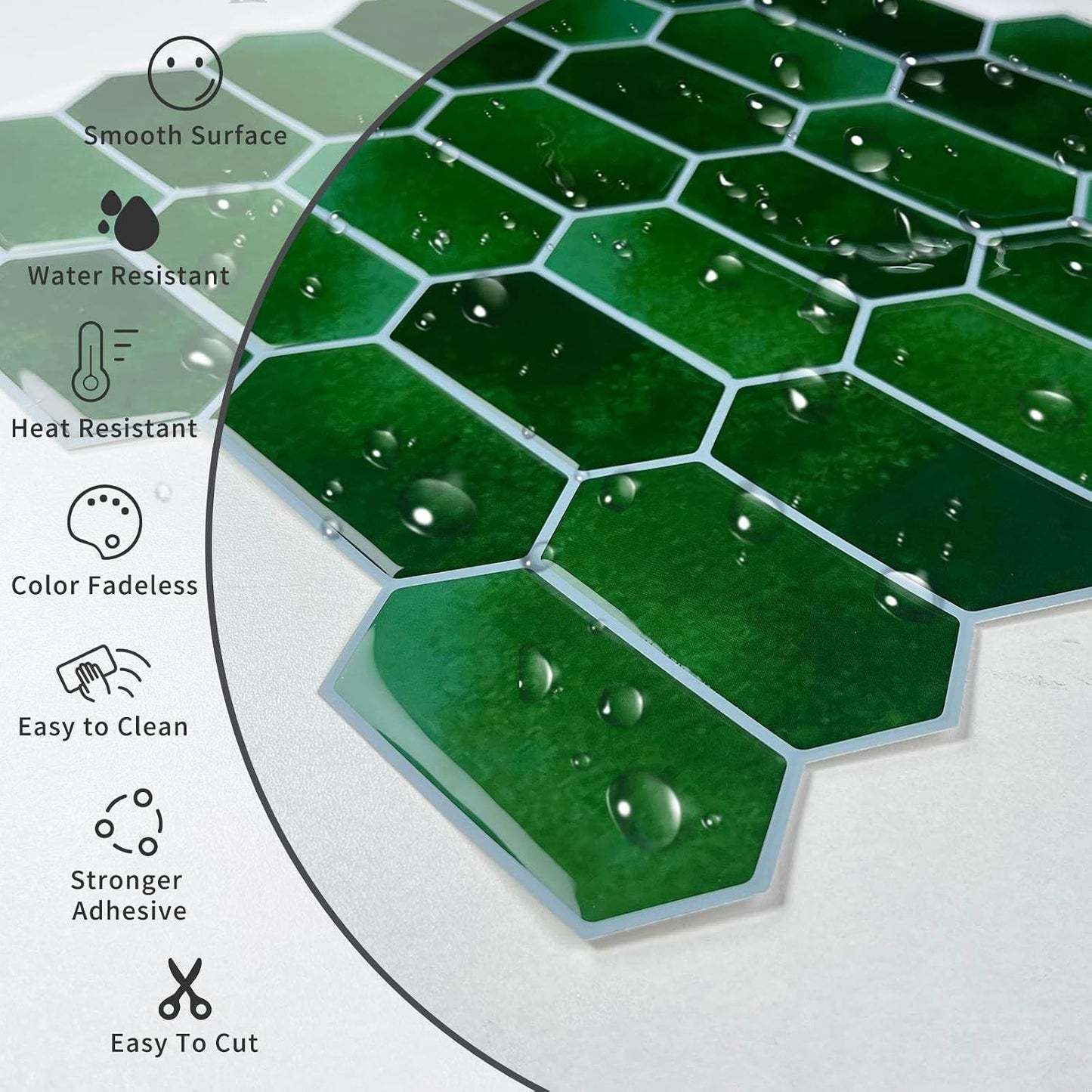3D Waterproof Self-Adhesive Wall Tile Stick on Backsplash / Emerald Green