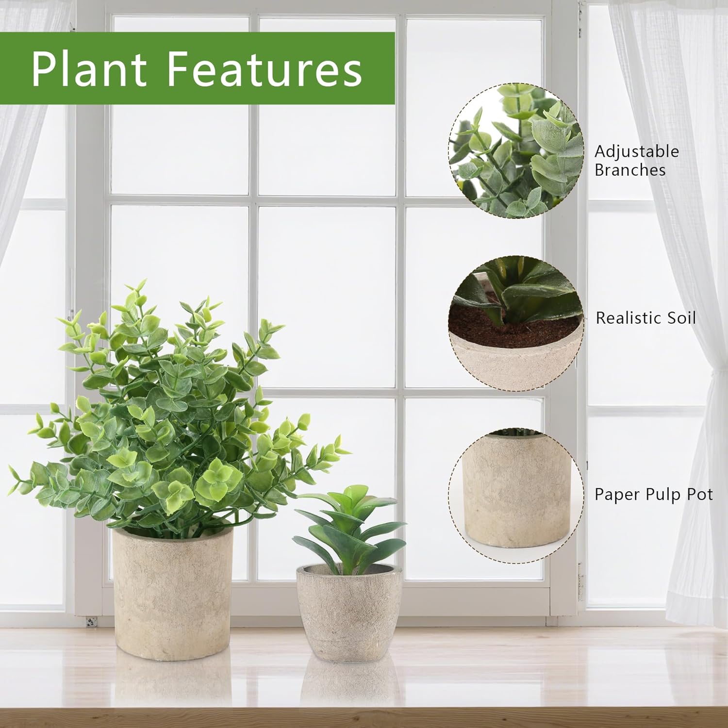 Small Faux Plants / Green-4pc / Set of 4