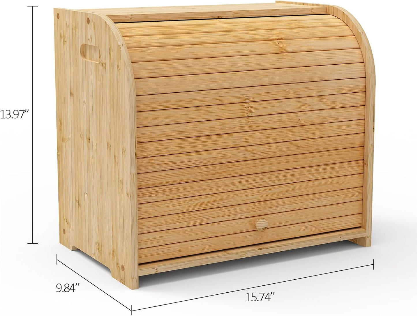 Bamboo Bread Box Roll Top for Kitchen Countertop Breadbox Storage | Roll Top Bread Box with Sliding Lid,Large Double