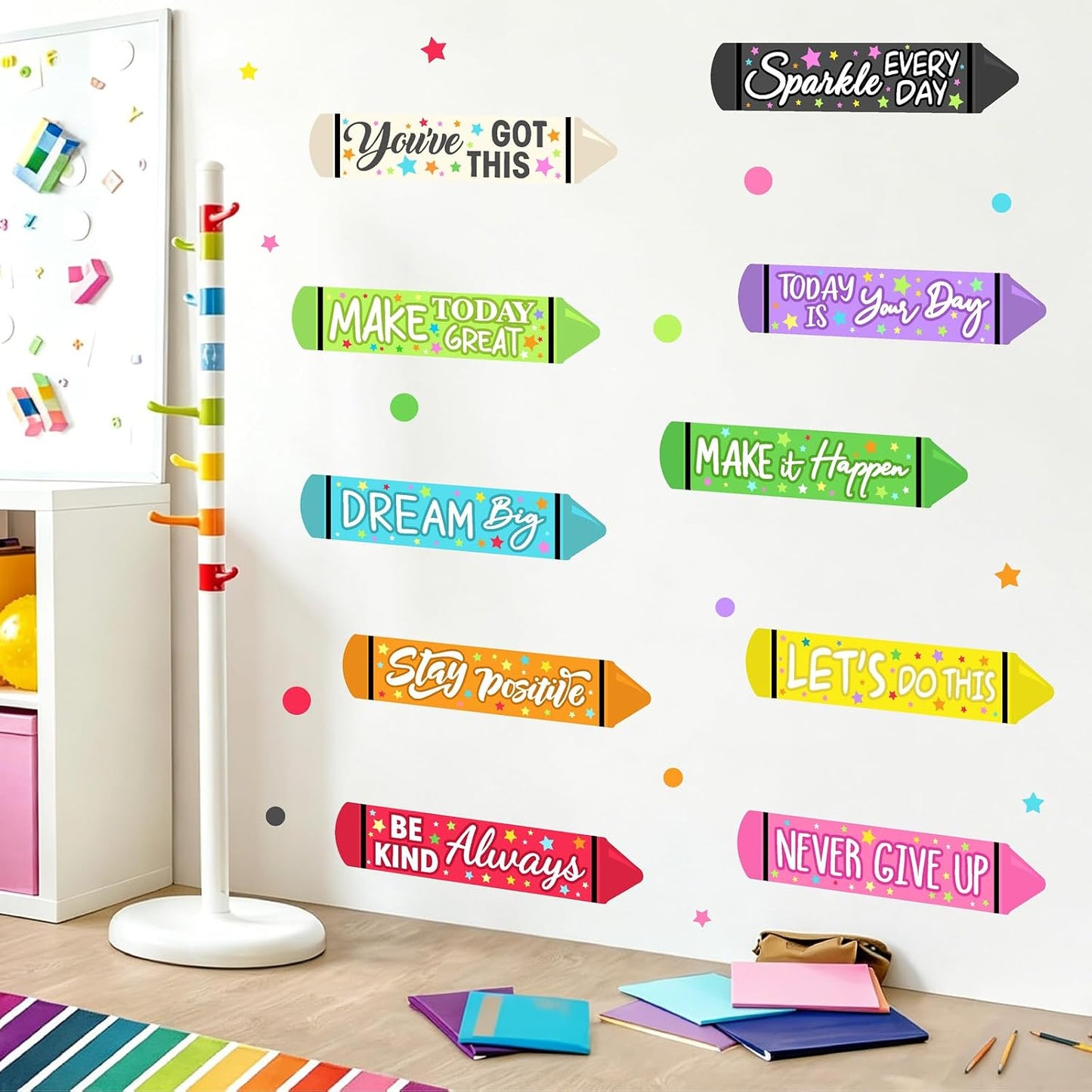 Colorful Inspirational Quotes Wall Decals Motivational Stair Stickers for Kids Peel / Red Green