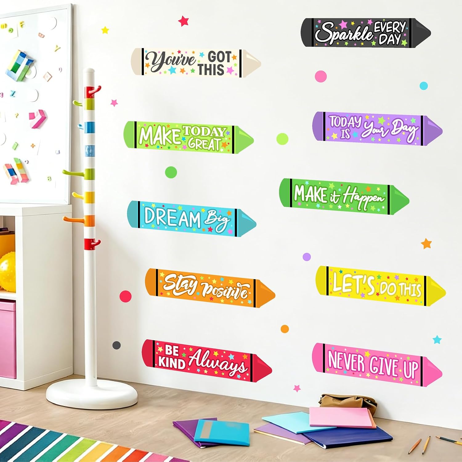 Colorful Inspirational Quotes Wall Decals Motivational Stair Stickers for Kids Peel / Red Green