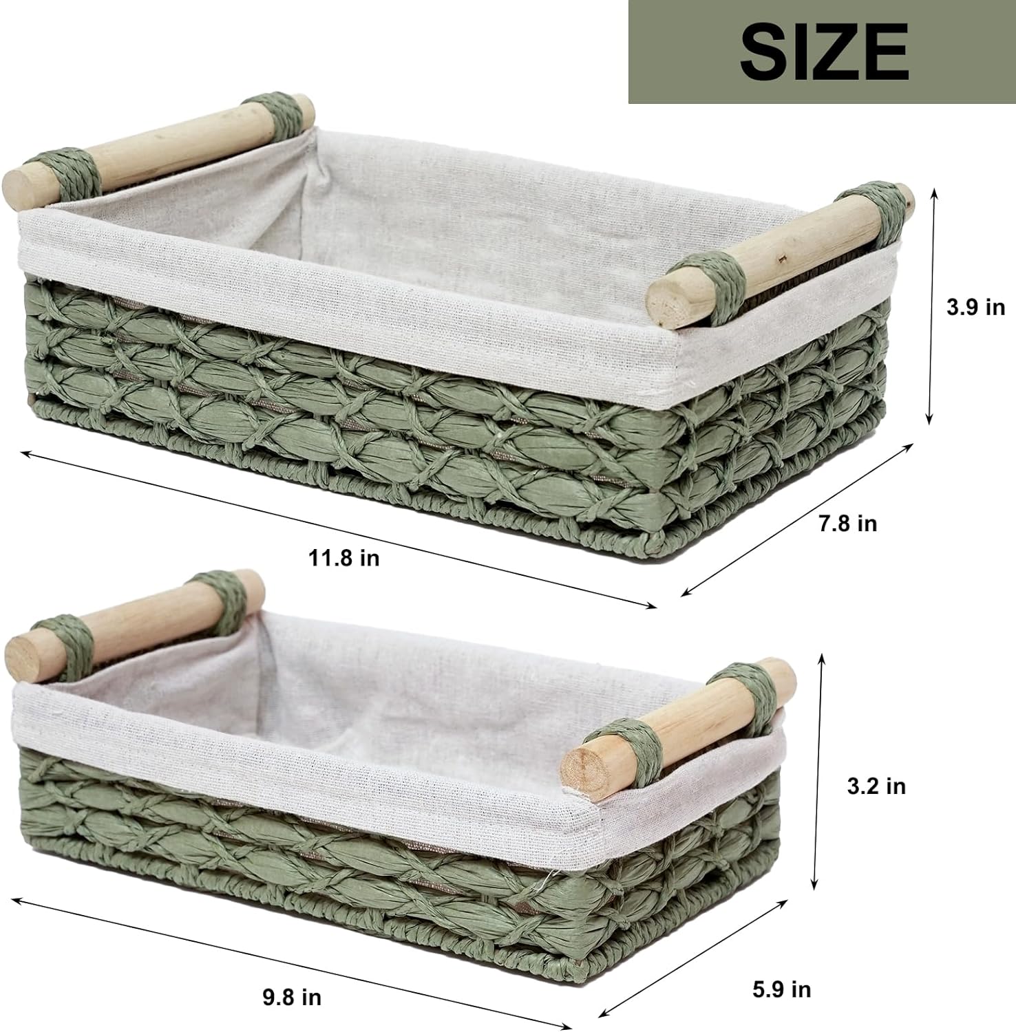 Storage Basket Wicker Baskets for Organizing / Green