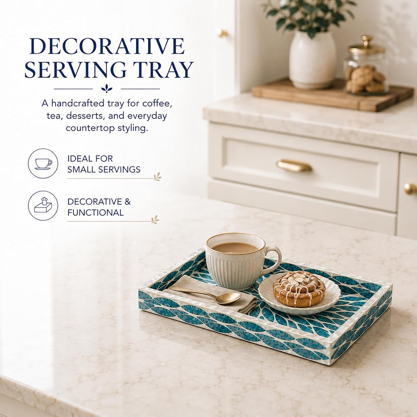Mother of Pearl Inlay Wooden Tray / Colorful Leaves