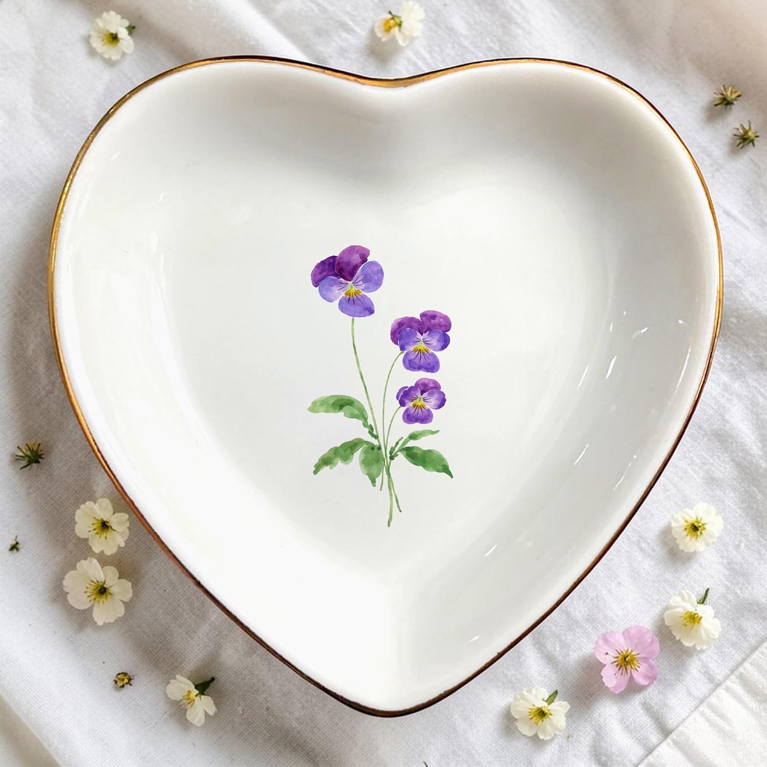 Birth Month Flower Ring Jewelry Dish Tray-Floral Ring Holder for Hippie / 2 - February