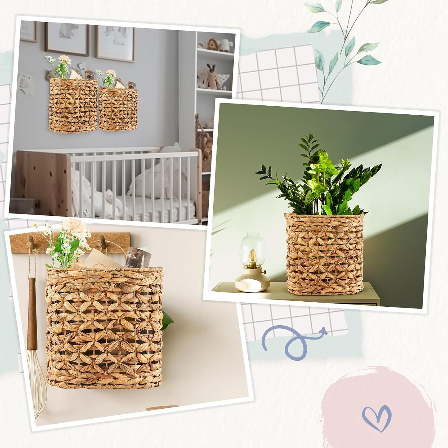 Wicker Decorative Baskets / Rustic / Natural / Set of 2