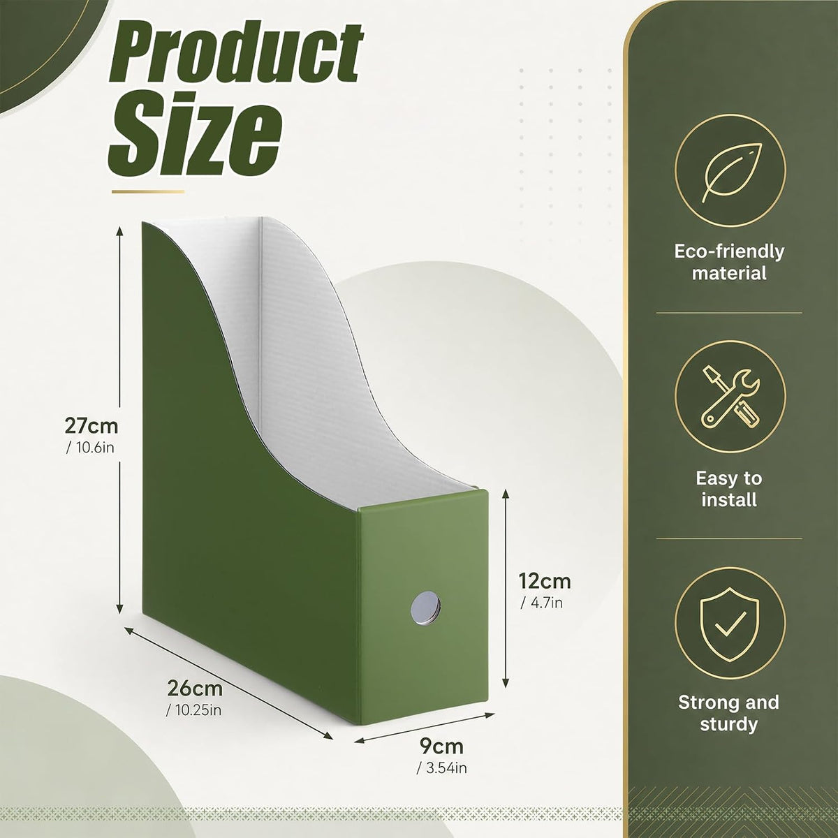 Thenshop 24 Pcs Magazine Files Cardboard Holders,Classic,Dark Green | File Organizer Foldable Paper Storage for Desk