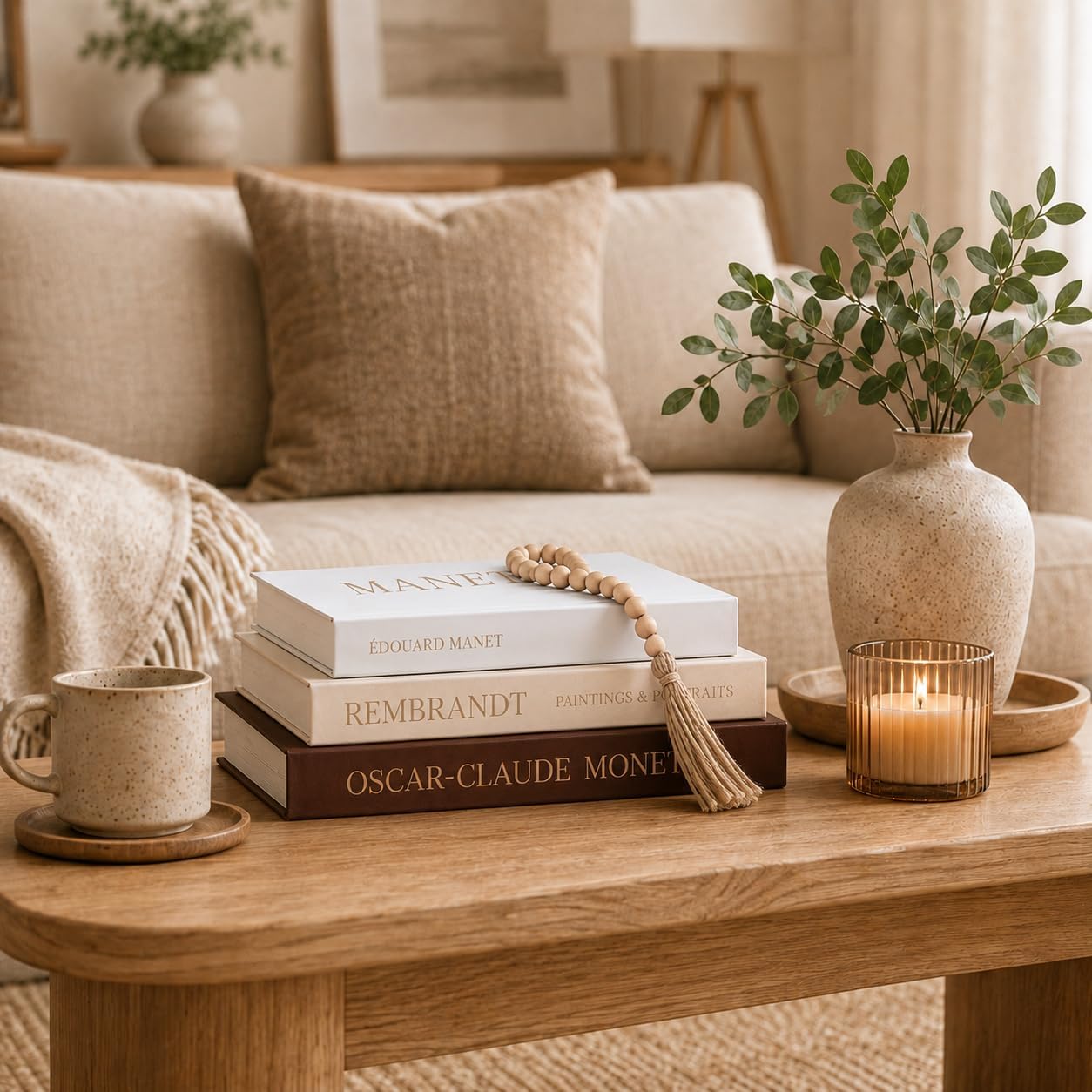 Linen Faux Books / Natural / Set of 3