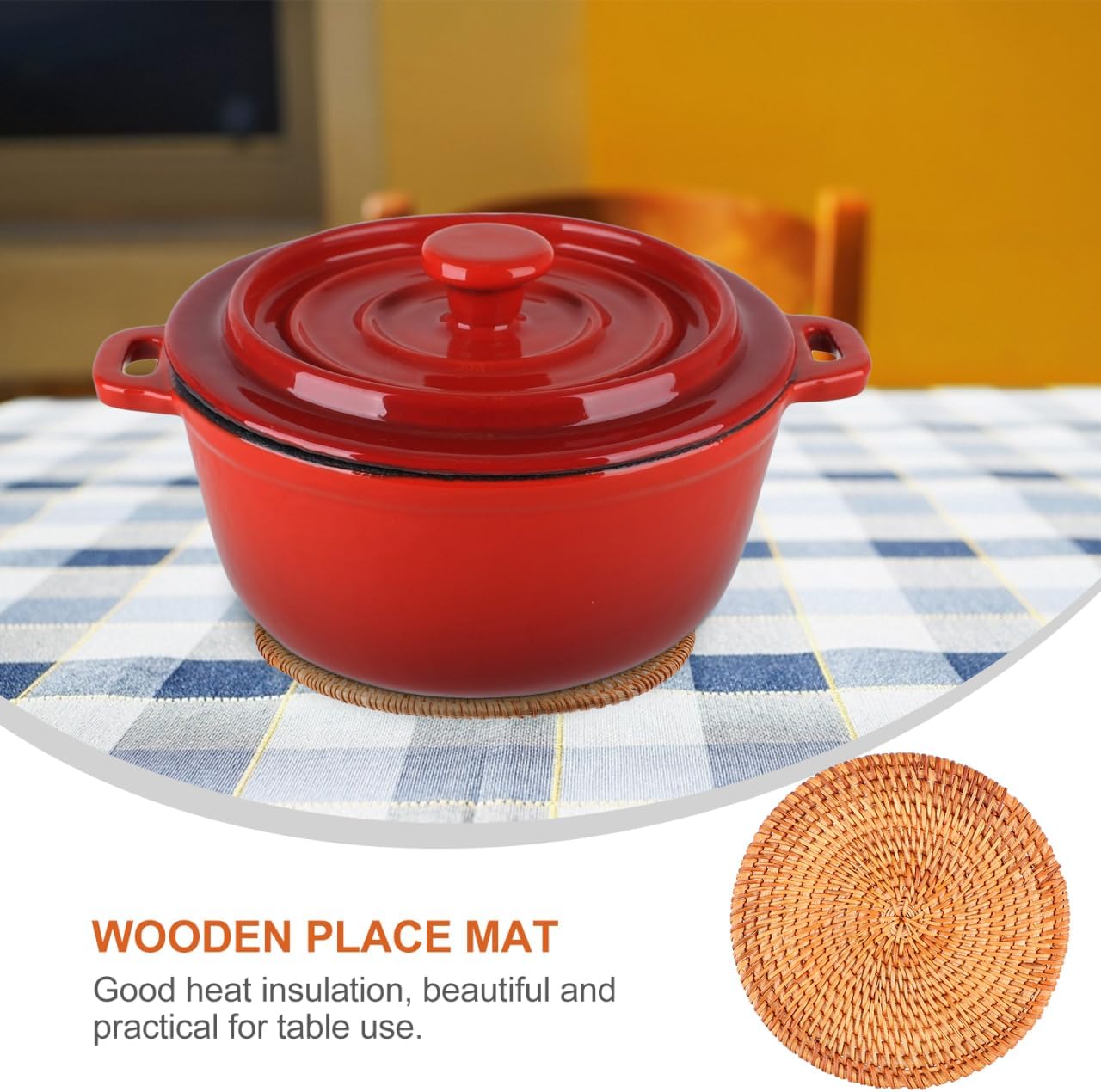 Rattan Heat-Resistant Coasters Woven Place Mats Insulated Pot / Wooden Lubricious / 20 x 20 / CM