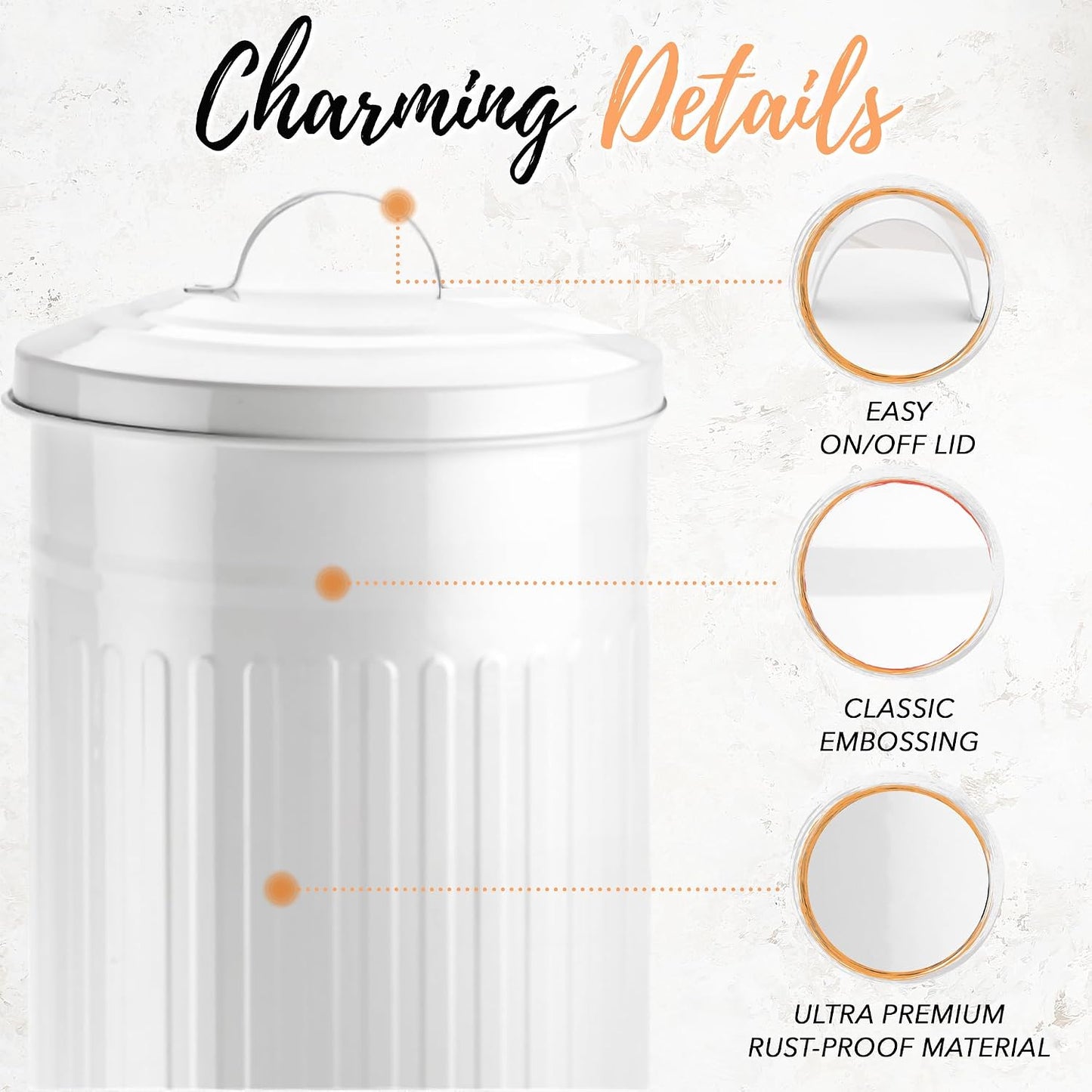 Autumn Alley White Toilet Paper Holder Canister with Lid – Vertical Rustproof Free-Standing Farmhouse Metal Toilet