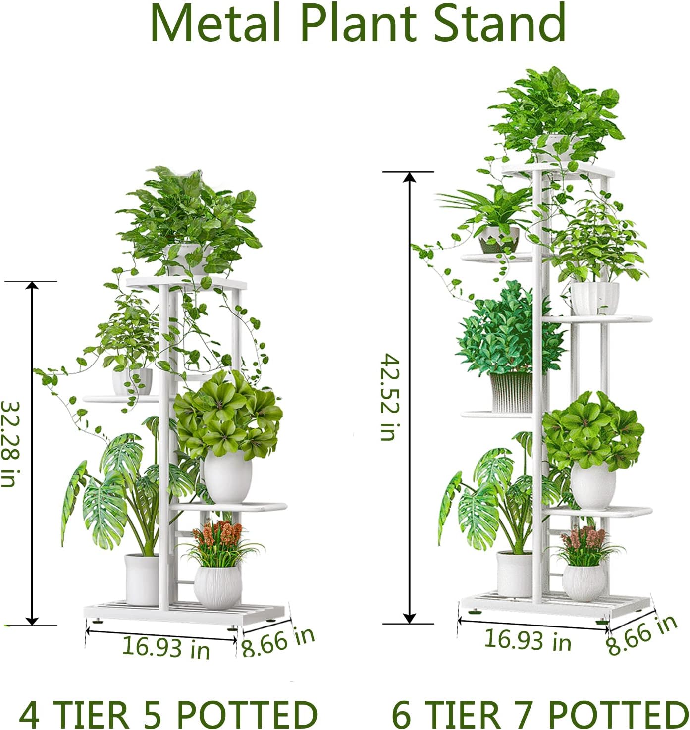 LINZINAR 4 Tier Plant Stand Indoor Outdoor Metal Corner Display Shelf | Space Saving,5 Potted Multiple Flower Pot