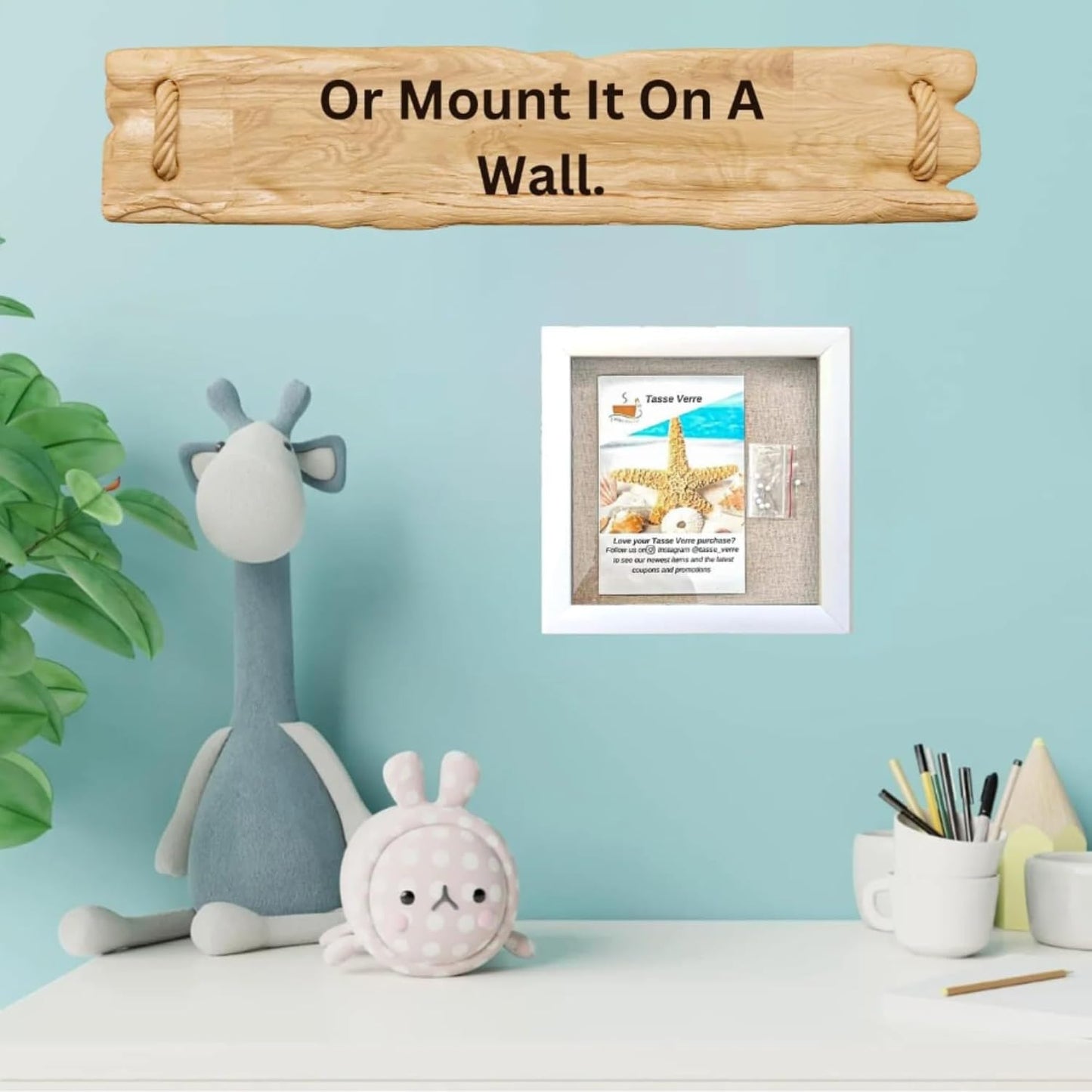 8x8 White Display Shadow Box (2-Pack) Frame w/Linen Background and 16 Stick Pins - Ready to Hang Shadowbox Picture