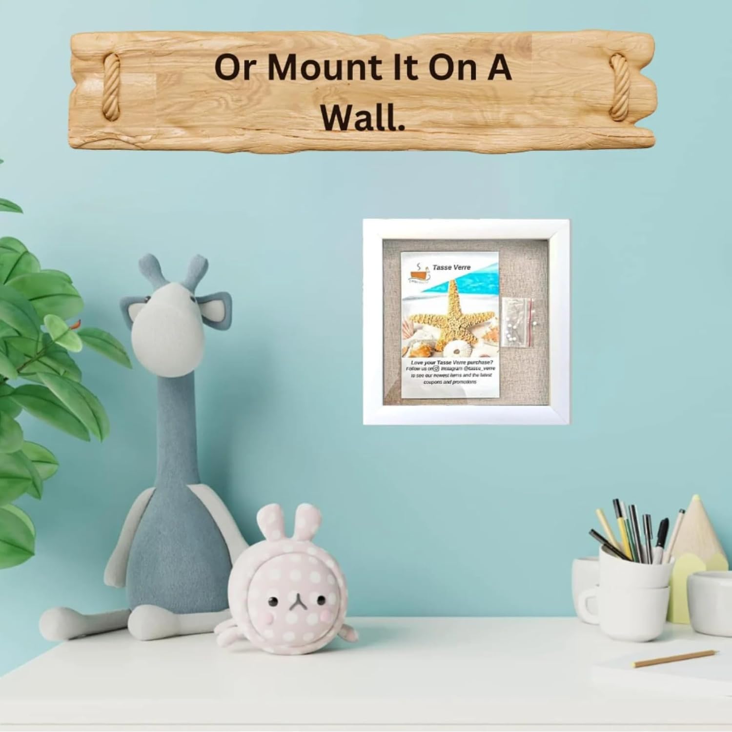 8x8 White Display Shadow Box (2-Pack) Frame w/Linen Background and 16 Stick Pins - Ready to Hang Shadowbox Picture