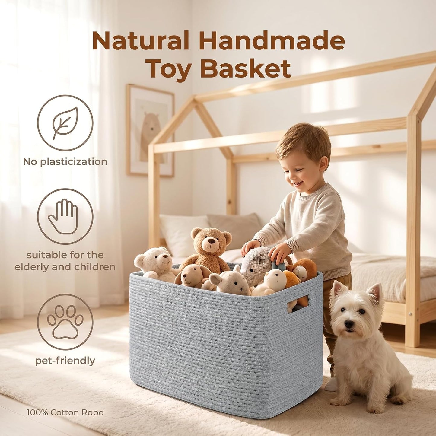 Woven Blanket Storage Basket / Grey / 22 x 17 x 12
