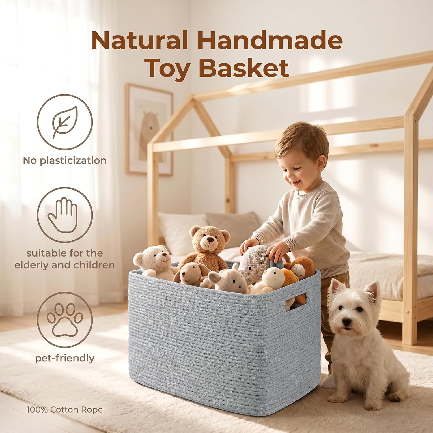 Woven Blanket Storage Basket / Grey / 22 x 17 x 12