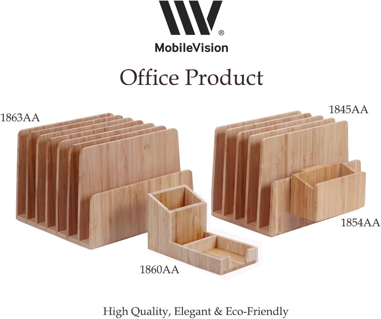 MobileVision Bamboo Desktop File Folder Organizer and Paper Tray, 5 Slots
