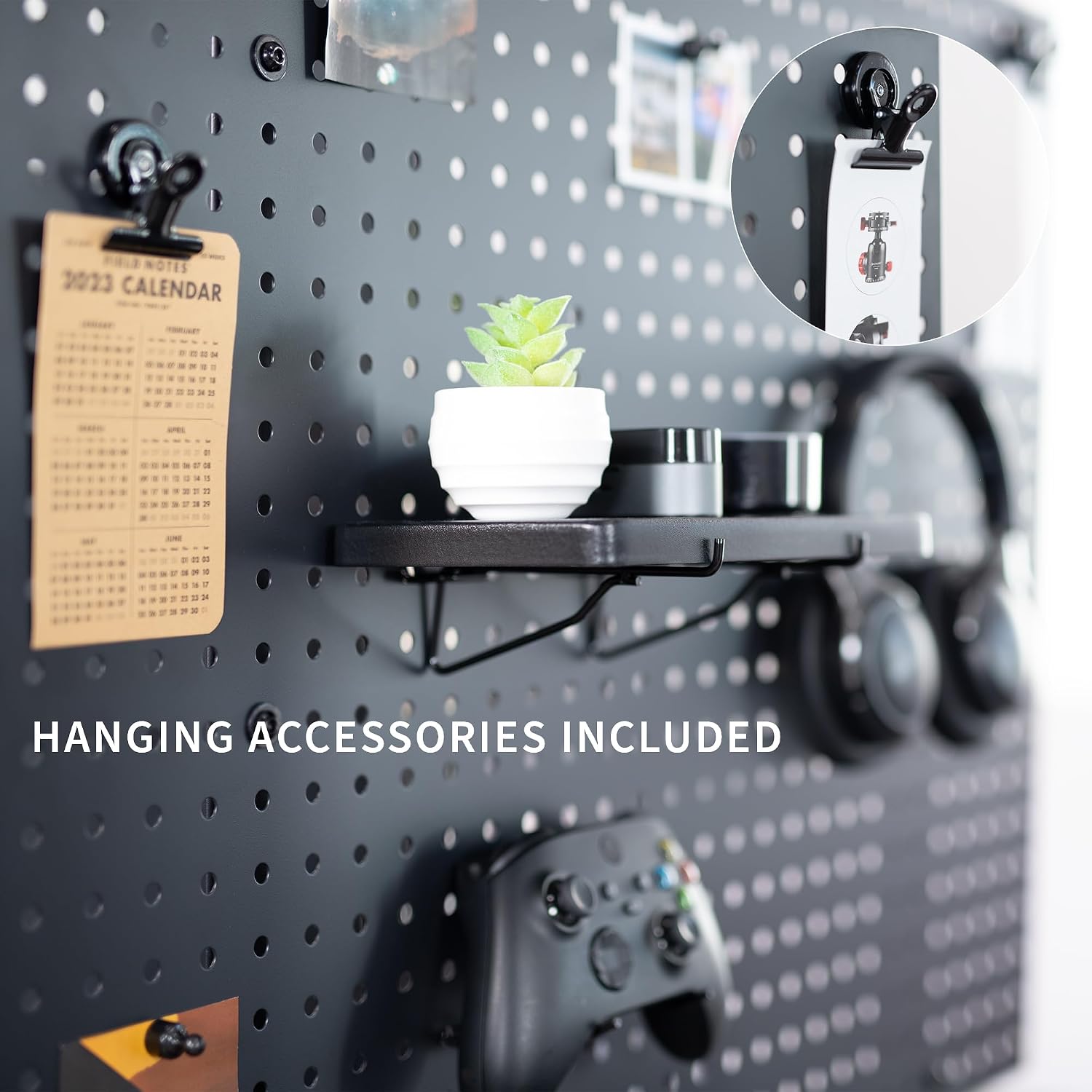 VIVO Black Clamp-on 60 x 24 inch Desk Pegboard, PP-DK30B-2 | Steel Privacy Panel, Magnetic Peg Board, Office Accessory