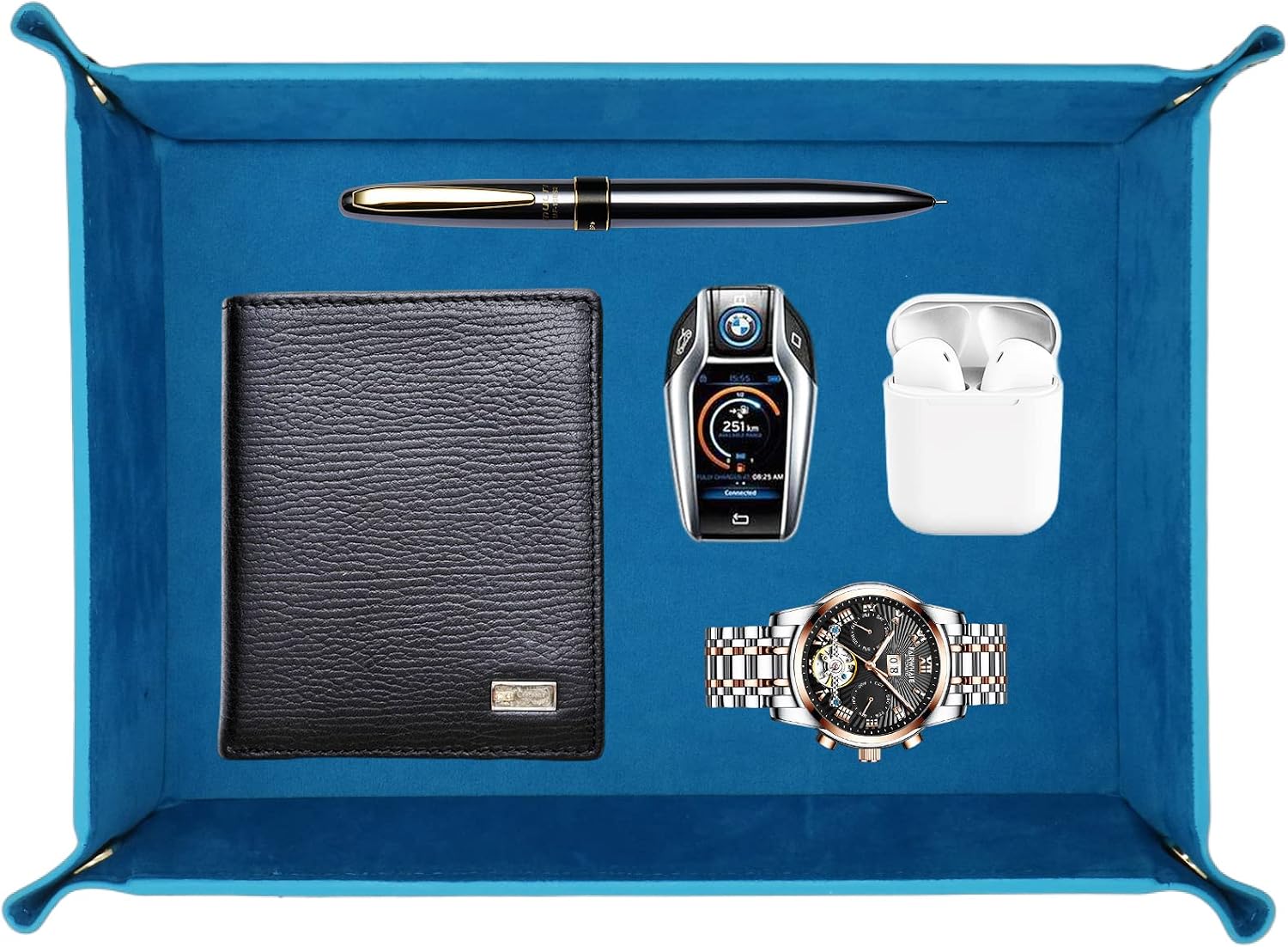 Valet Organizer / Catchall Tray for Jewelry / Blue