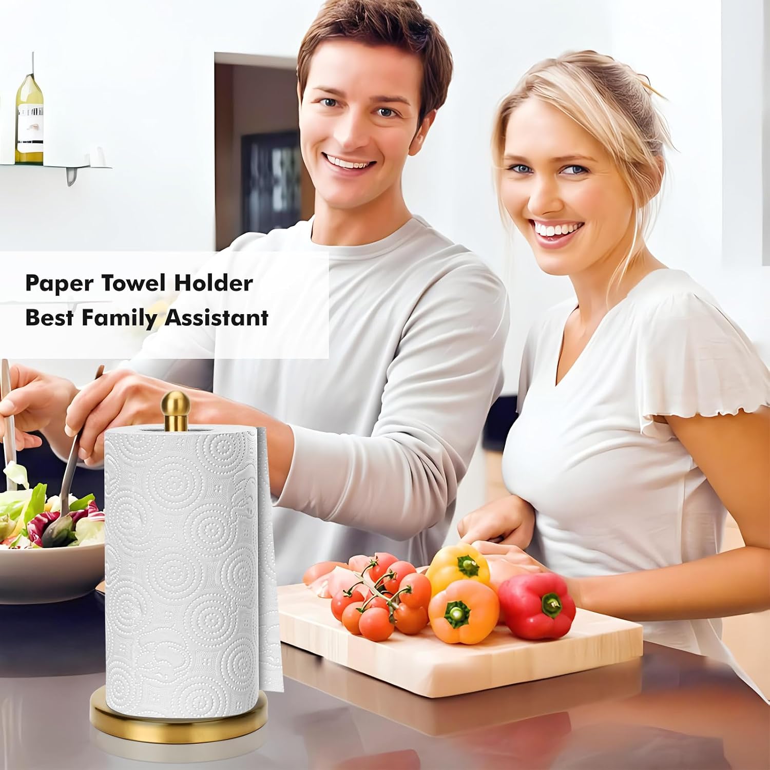 Paper Towel Holder Stand with Sturdy Base Fits Standard and Jumbo Sized Paper Towel, Paper Towel Holder Countertop