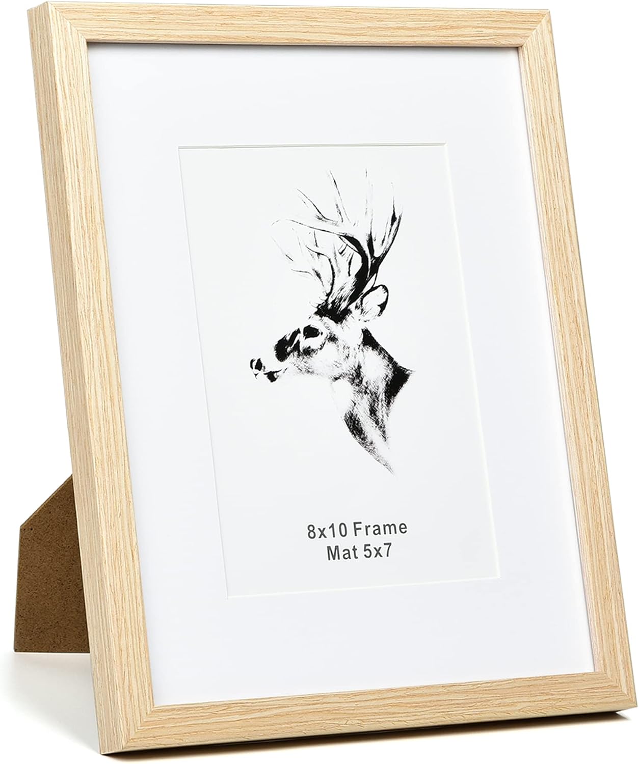 Yaetm 8x10 Picture Frame Matted to 5x7 Set of 4, Natural Solid Oak Wood 8x10 Frames with Tempered Glass for Wall