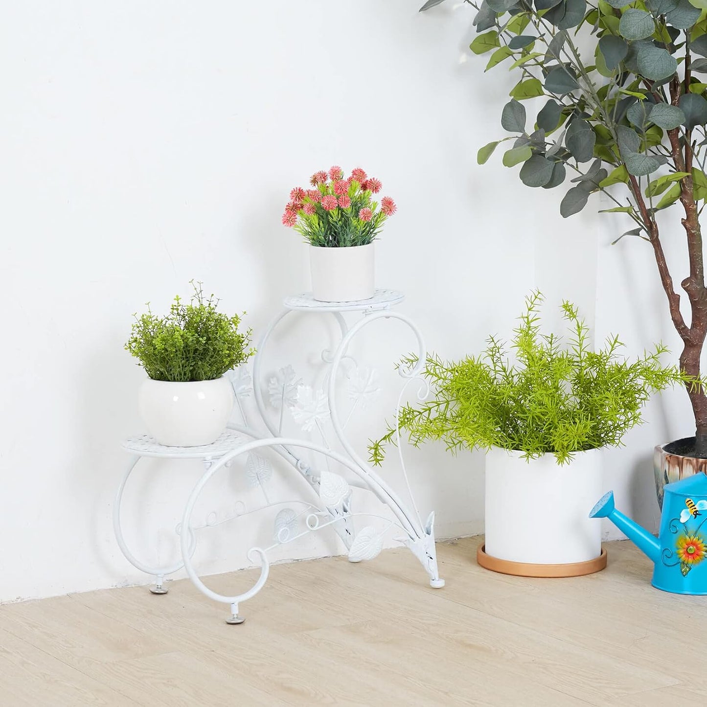 unho Plant Stand Heart Shaped: Set of 2 Metal Flower Racks outdoor | Potted Iron Planter Display Shelves Holder for