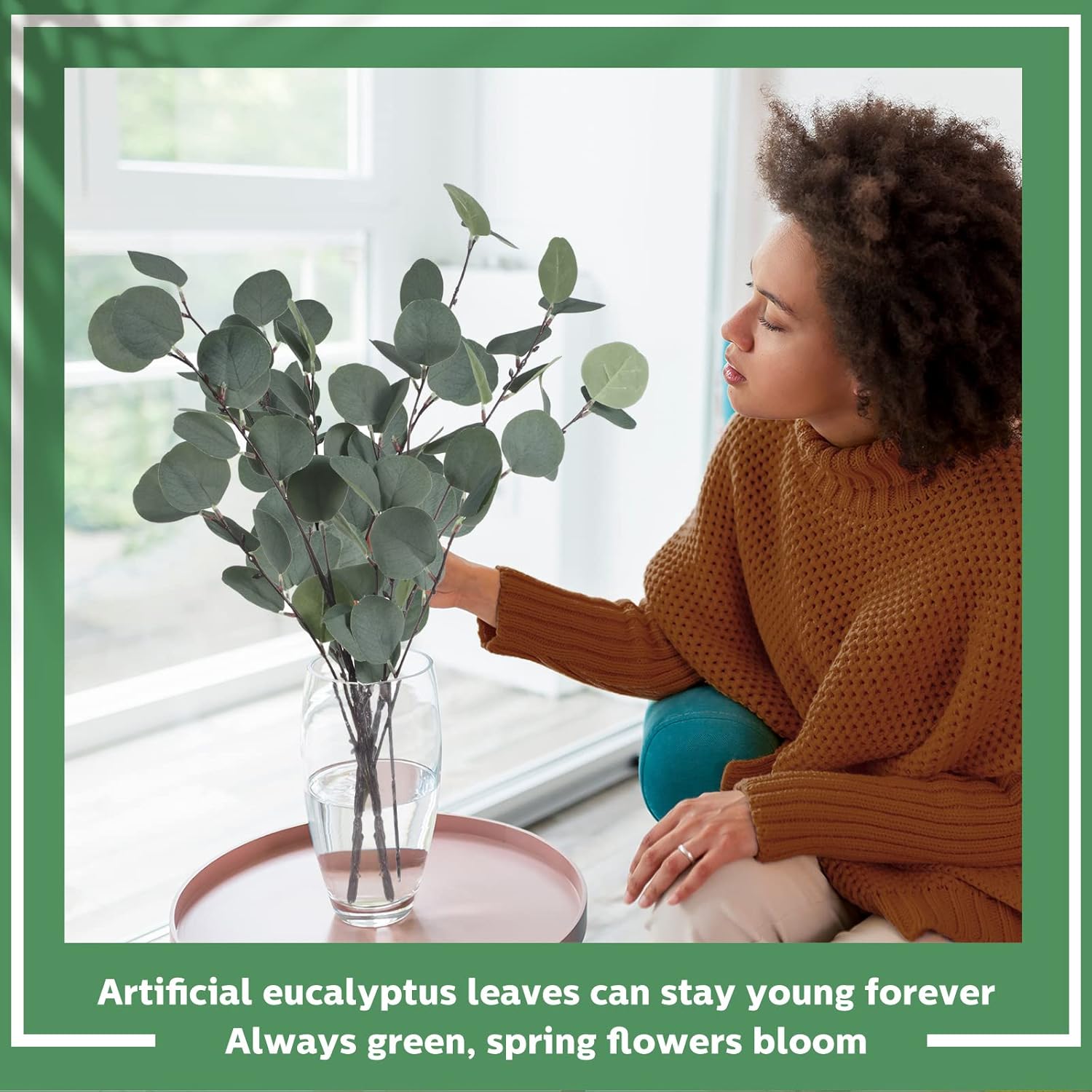 Artificial Eucalyptus Stems Fake Bulk Eucalyptus Faux Greenery / Silver / 23.6 Inch / Set of 20