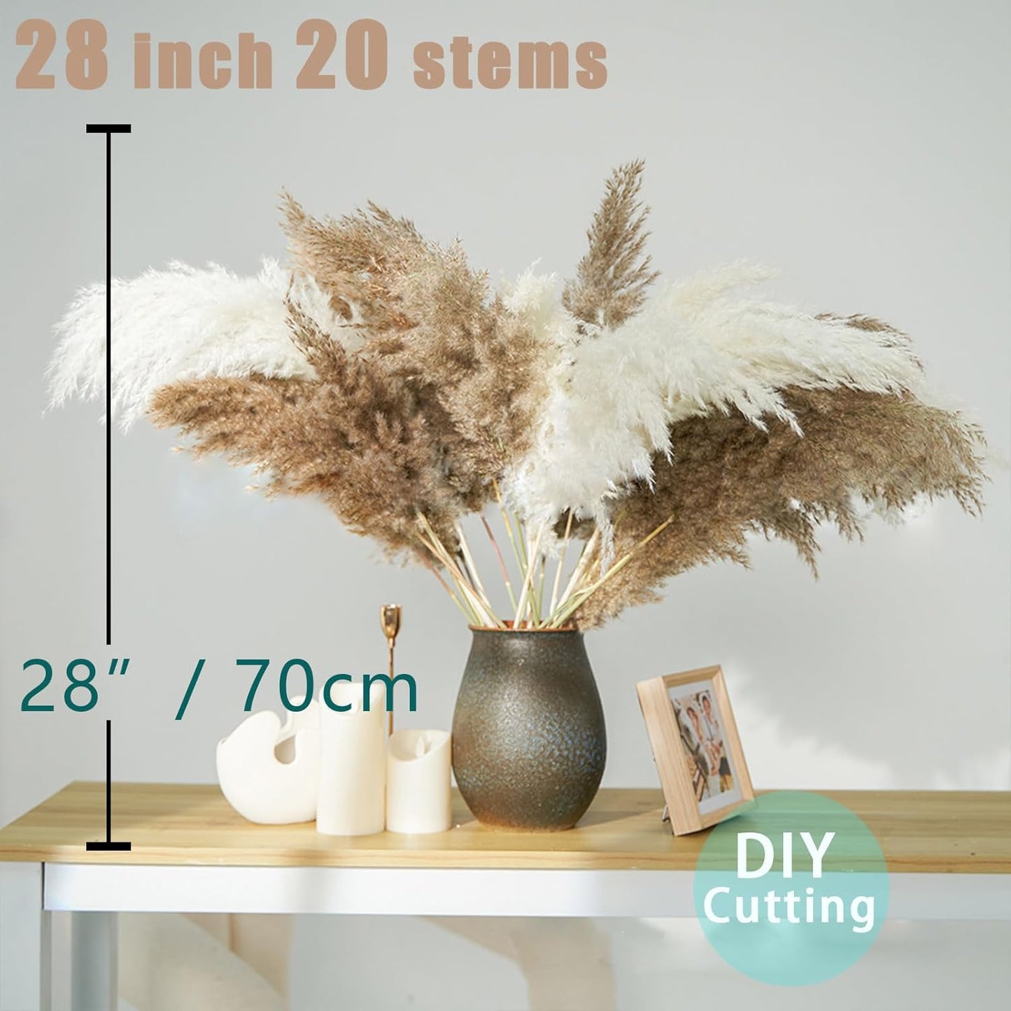Fluffy & White Pampas Grass Decor Tall Pompas Grass / 10brown & 10white / Brown / Set of 20