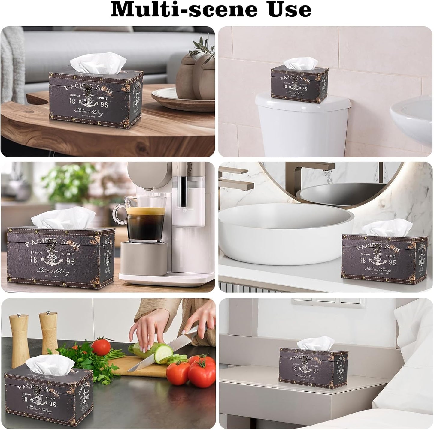 Tissue Box Cover Rectangle Wood Tissue Box / Large / Black