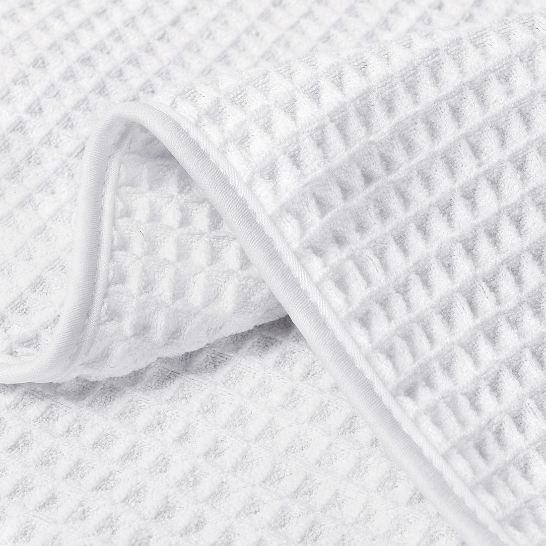 HOMEXCEL White Waffle Bath Towels Set of 4 Pack, Waffle Towels for Bathroom | 400GSM Microfiber Waffle Bathroom Towel