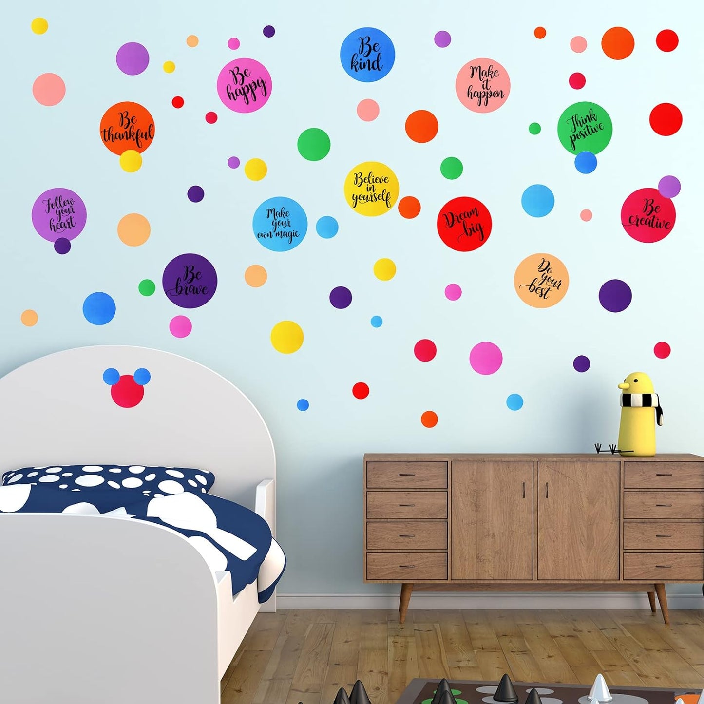 Polka Dot Wall Decals Inspirational Dots Wall Stickers Removable Peel / Mixed Color / Set of 576
