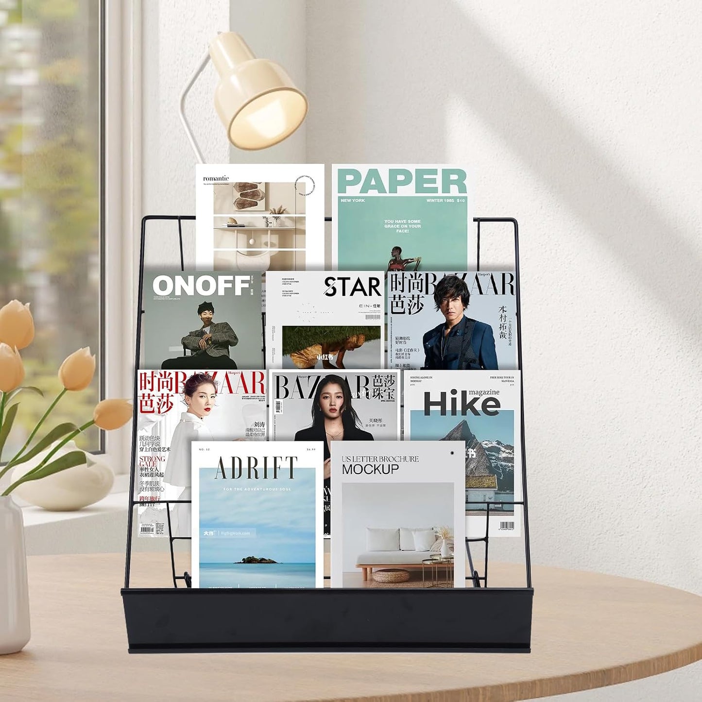 Book Signing Rack,Library Classroom Picture Literature Brochure 4 Tiered | Tabletop Magazine Display Racks,Comic Book