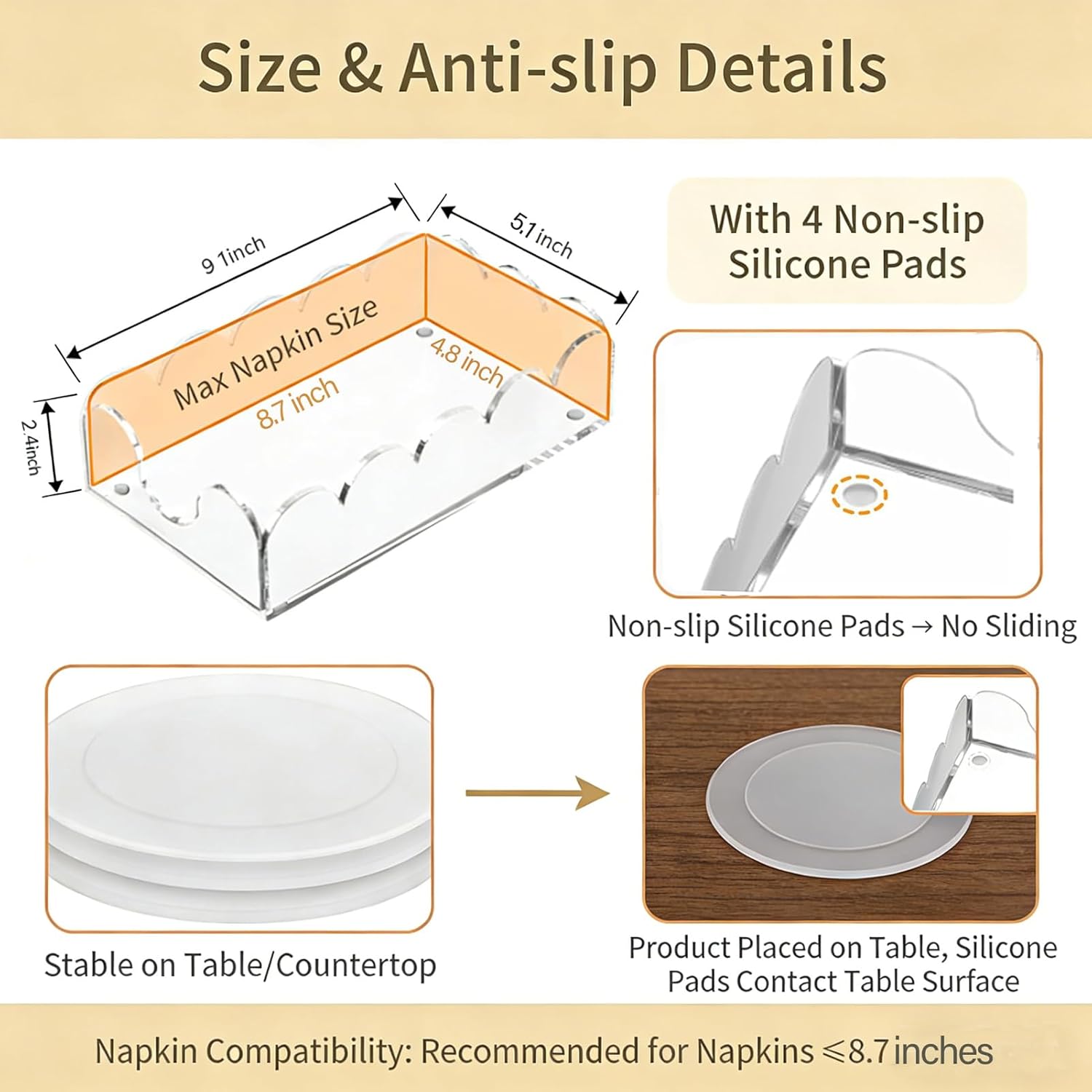 Acrylic Napkin Holder / Horizontal / Clear