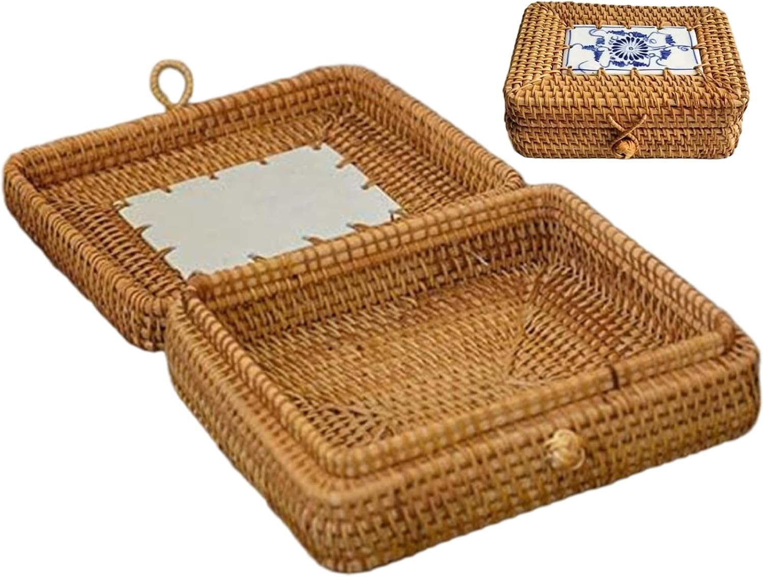 Wicker Basket / Rattan Storage Box / 7 x 5 x 2