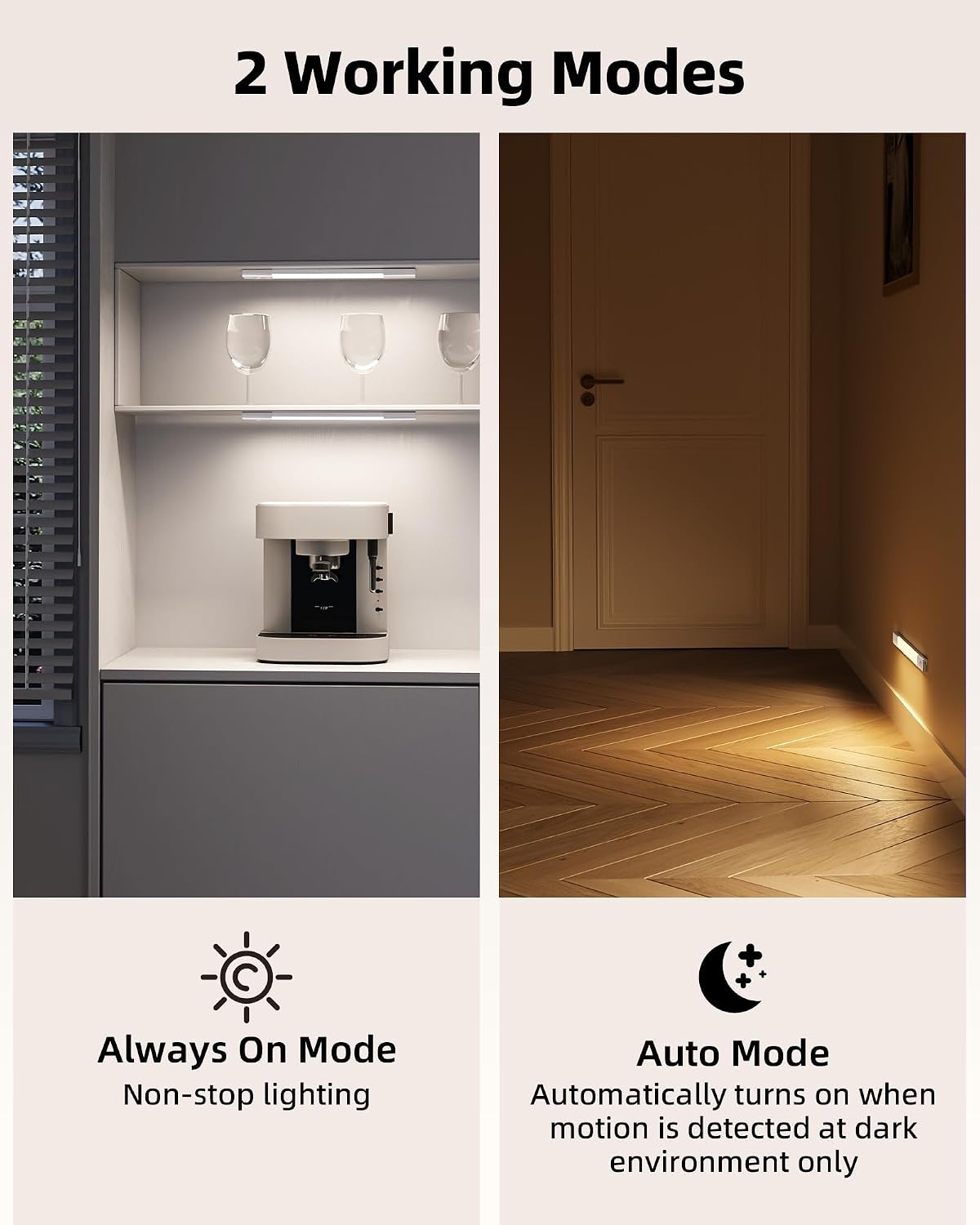 EZVALO 7.8" Rechargeable Motion Sensor Light Indoor, 6-Pack Under Cabinet Lighting, Wireless Closet Lights, 30 LED