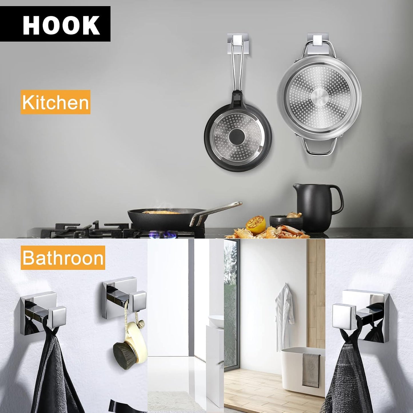 Bathroom Towel Bar Set Toilet Paper Holder with Shelf, Polished Chrome Bathroom Accessories Set, 23.6 Inch Towel Bar