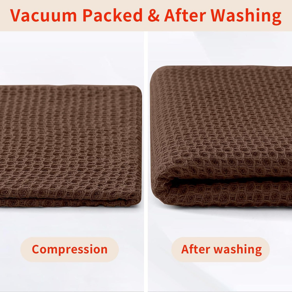 Homaxy 100% Cotton Waffle Weave Kitchen Dish Cloths 24-Pack, Coffee | 12 x 12 Inches, Ultra Soft Absorbent Dish Towels
