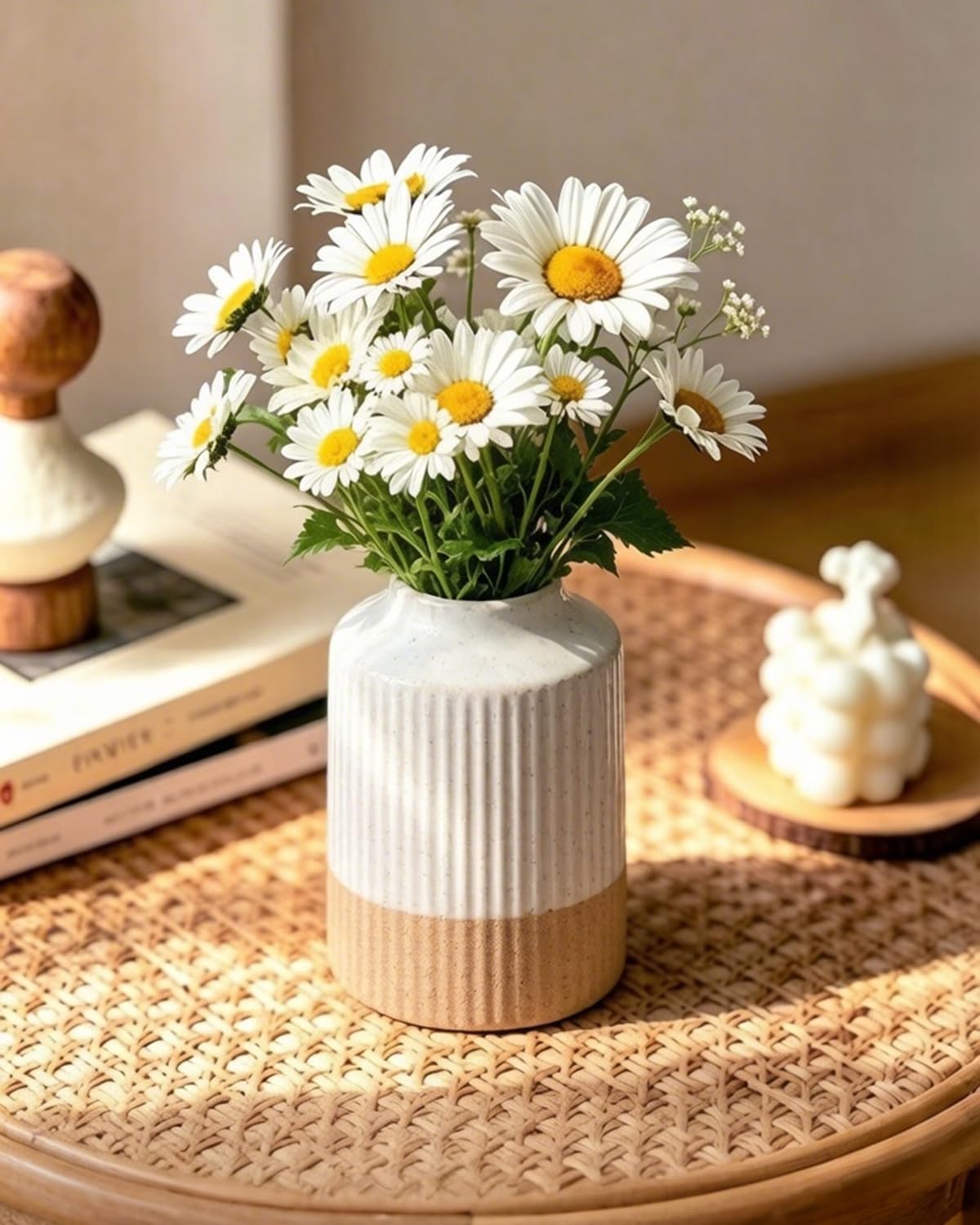 Boho Ceramic Vase / White / 5.9 Inch / Set of 2