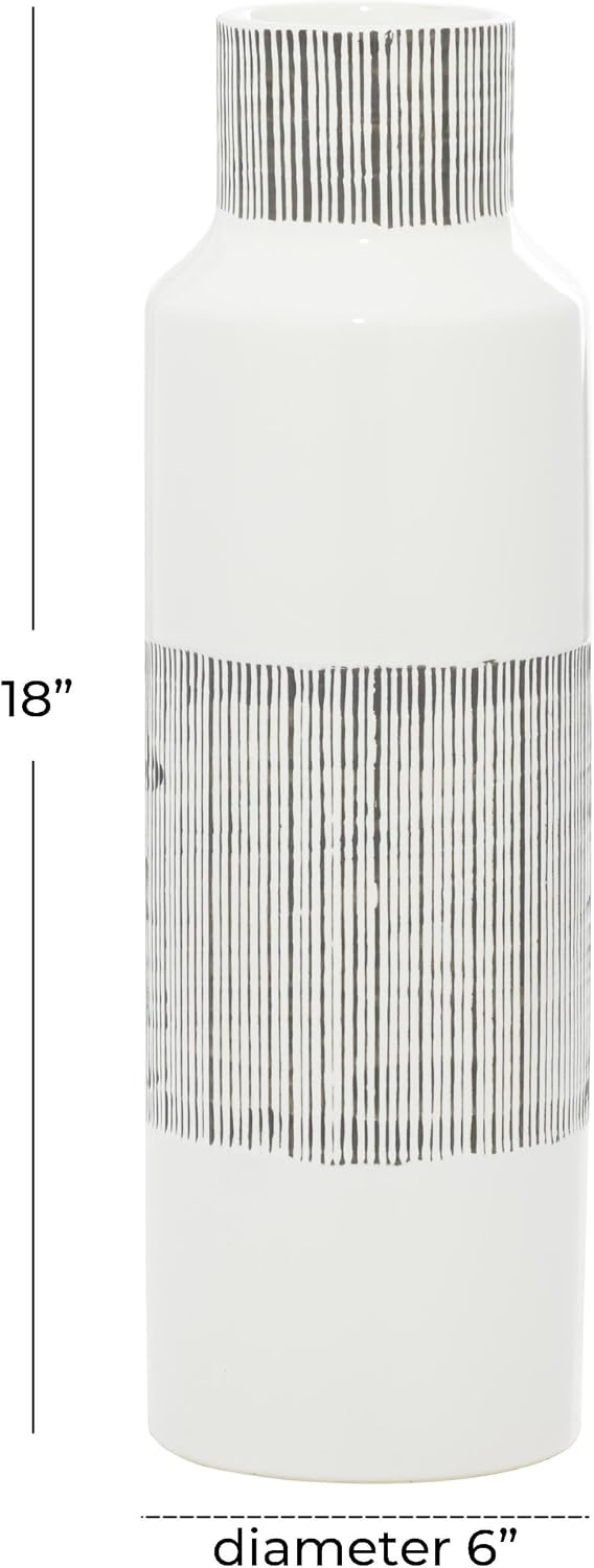 CosmoLiving by Cosmopolitan Ceramic Handmade Decorative Vase Centerpiece Vase / 6 x 6 x 18 / White