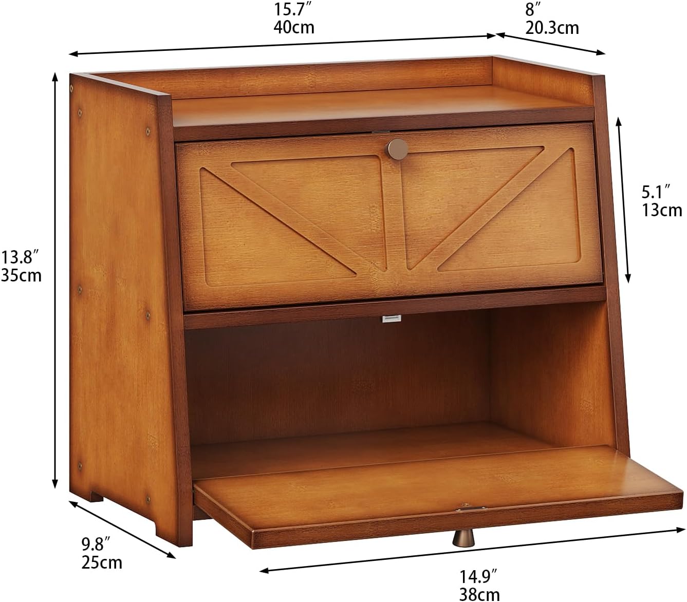 Trironsun Vintage Double Layer Bread Box for Kitchen Counter Bamboo Bread Storage Container Large Capacity Bread