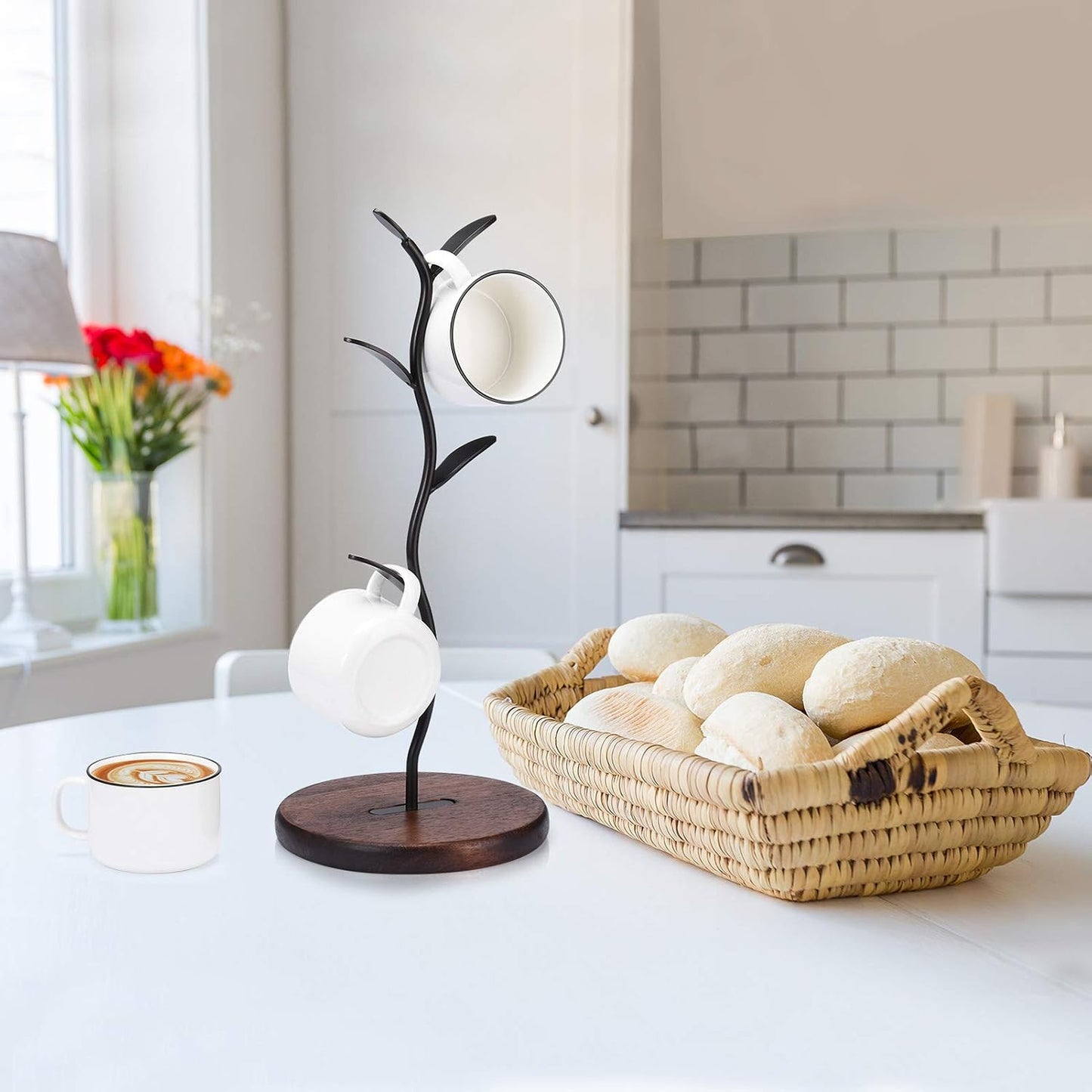 ALLCENER Mug Holder, Countertop Mug Tree, Coffee Mugs & Tea Cup Storage Rack, Coffee Counter Bar Accessory & Kitchen